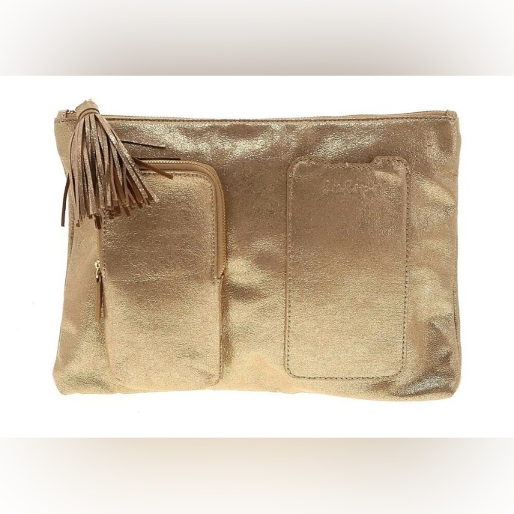 Lilly Pulitzer Gold Tech Pouch Bag Purse Clutch